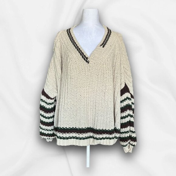 POL Sweaters - POL Oversized Chunky Cropped Knit Sweater - Large Cabincore, Cozycore Grunge